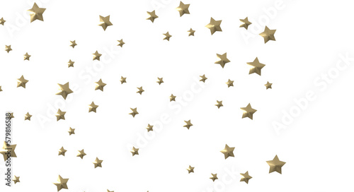 Banner with golden decoration. Festive border with falling glitter dust and stars.