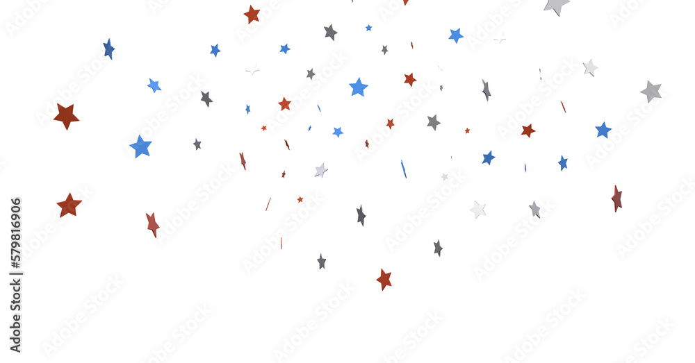 A blue glitter confetti border with red and blue stars on white A blue glitter confetti border with red and blue stars on white