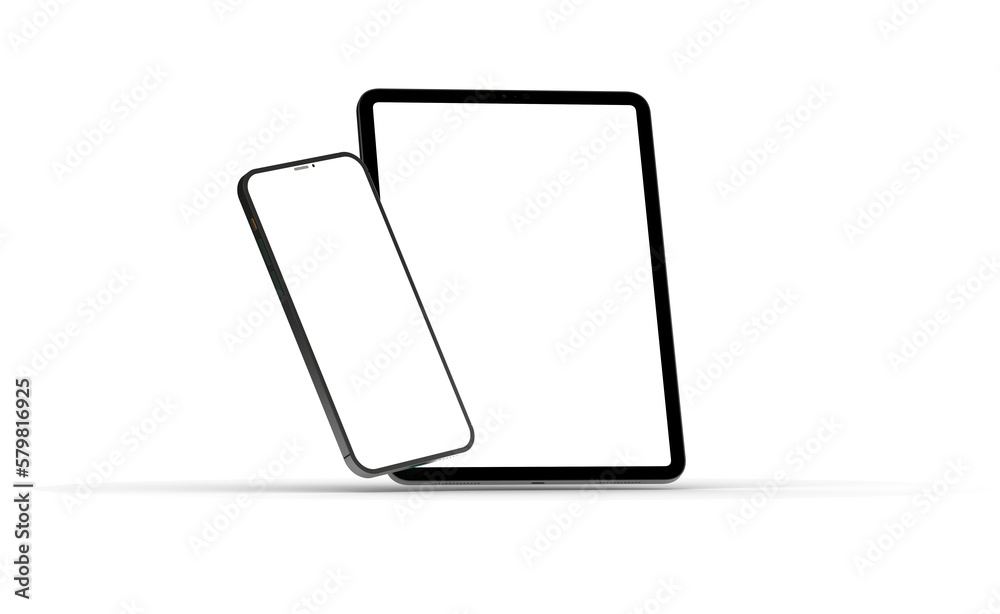 Modern tablet computer stand with blank screen isolated on white background Modern tablet computer stand with blank screen isolated on white background