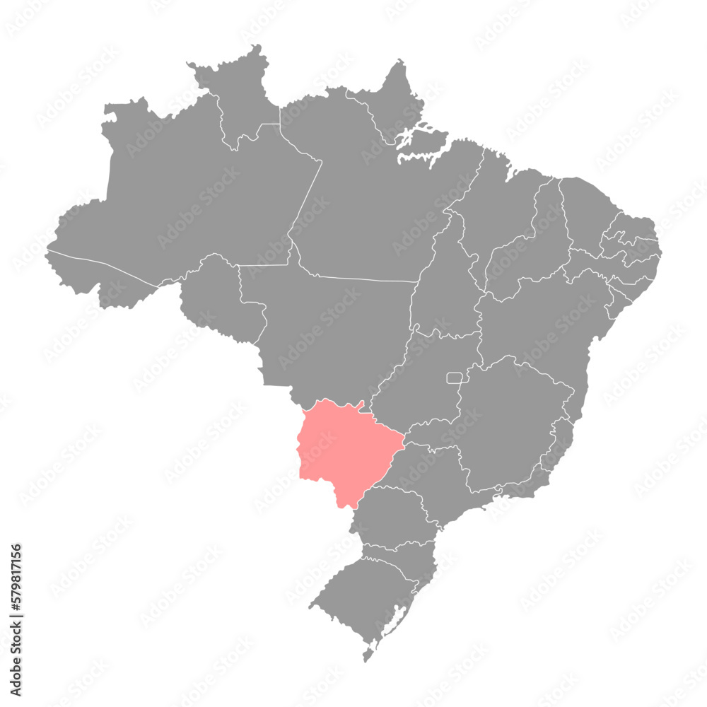Mato Grosso do Sul Map, state of Brazil. Vector Illustration.