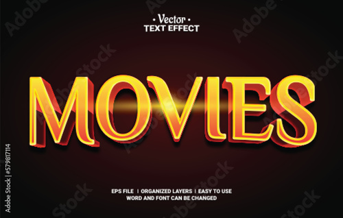 Movies Editable Vector Text Effect.