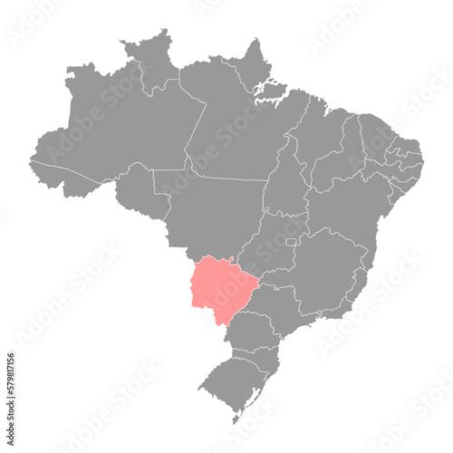 Mato Grosso do Sul Map  state of Brazil. Vector Illustration.