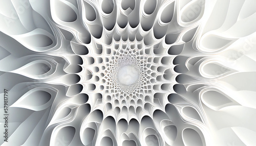 White crested teardrop cellular rosette 3D texture emanating from a centre