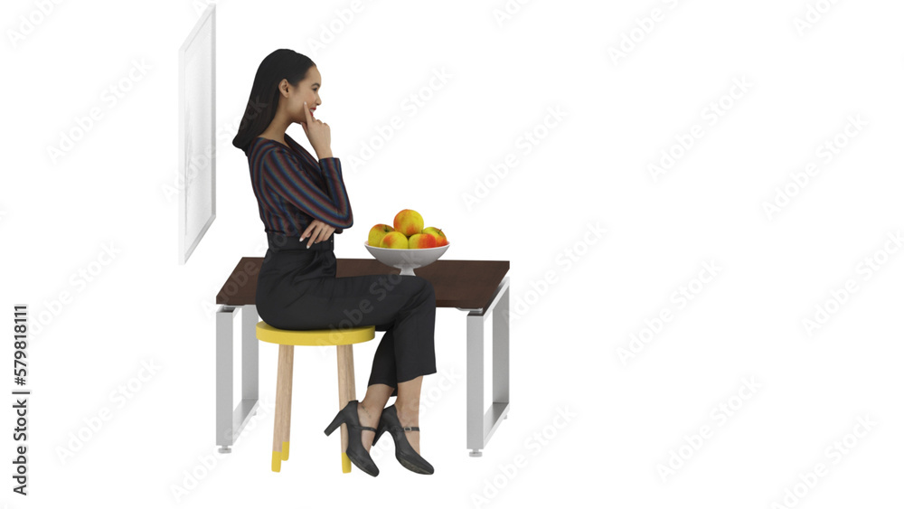Illustration of woman sitting relaxed, 3d render. Illustration of woman sitting relaxed, 3d render.