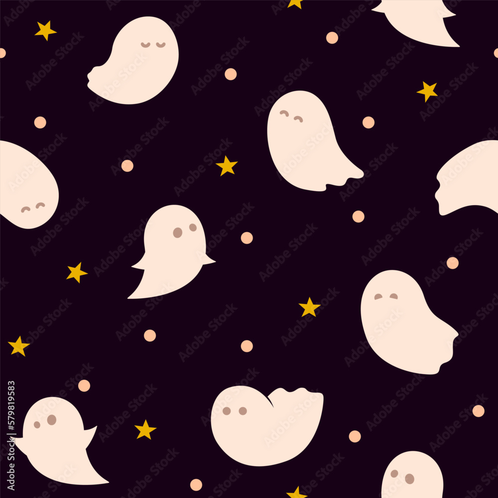 night ghost seamless pattern