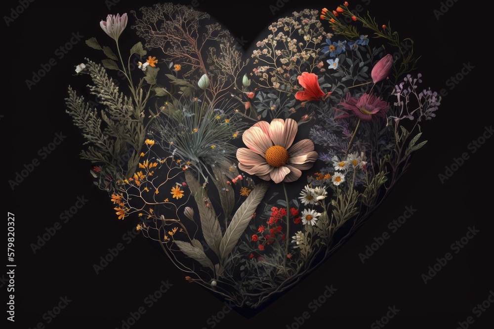 wildflower heart wallpaper Generative AI wildflower heart wallpaper Generative AI