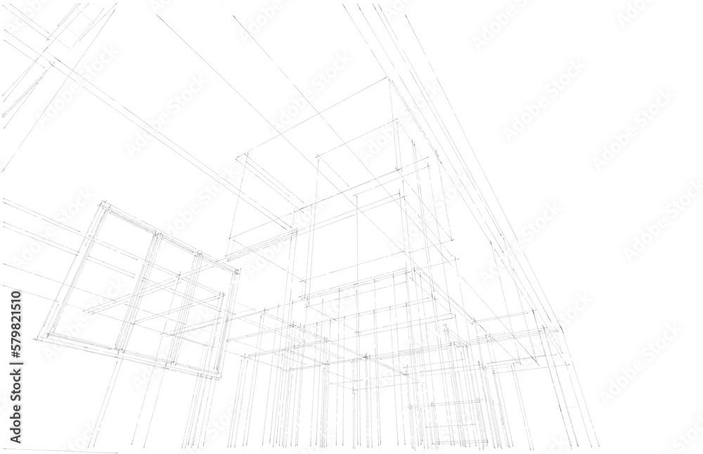 Architectural sketch of a house building Architectural sketch of a house building