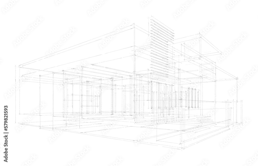 Architectural sketch of a house building Architectural sketch of a house building