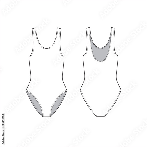 Thin straps bodysuit fashion flat sketch