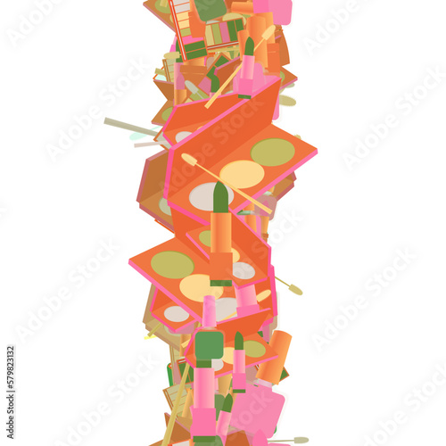 Background pattern abstract design texture. Vertical seamless stripe. Border frame, transparent background. Theme is about powder, makeup, nail polish, pomade, maquillage, salon, parlor