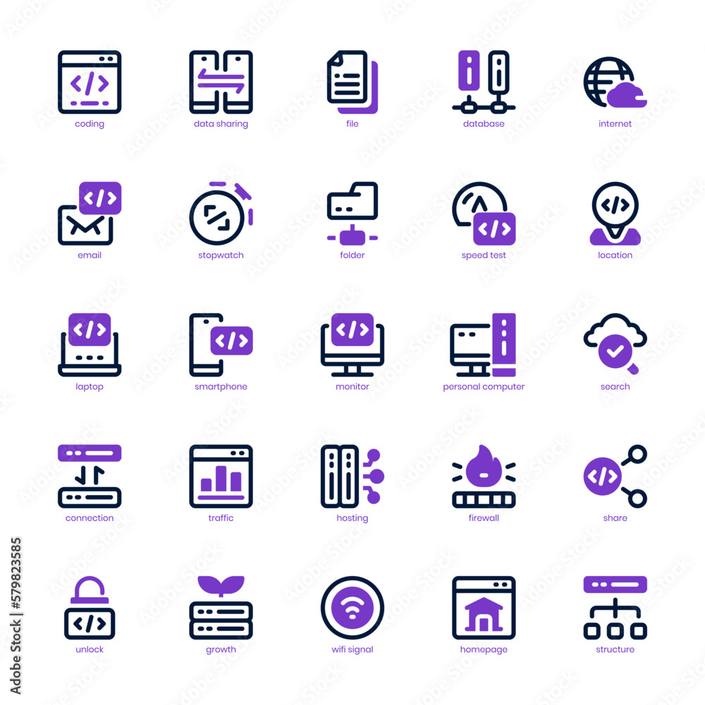 Website Hosting icon pack for your website design, logo, app, and user interface. Website Hosting icon mixed line and solid design. Vector graphics illustration and editable stroke.