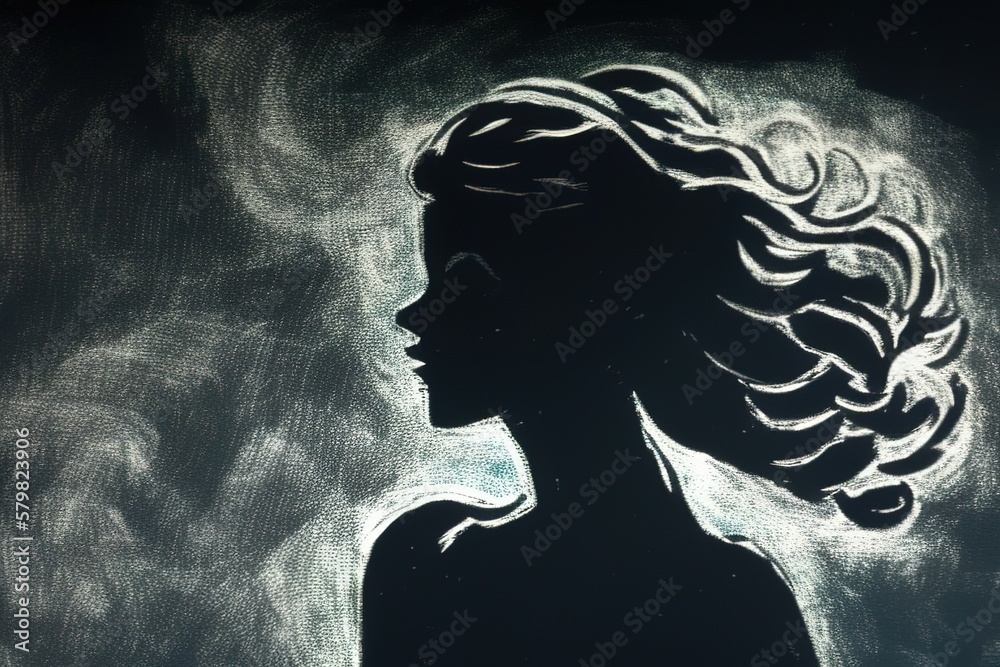 Fototapeta premium Abstract woman silhouette painting, generative ai