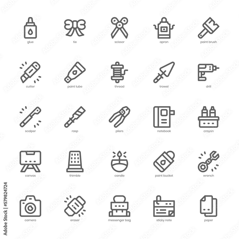 Crafting icon pack for your website design, logo, app, and user interface. Crafting icon outline design. Vector graphics illustration and editable stroke. Crafting icon pack for your website design, logo, app, and user interface. Crafting icon outline design. Vector graphics illustration and editable stroke.