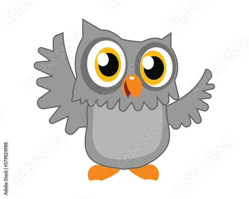 grey owl eyes happy vector
