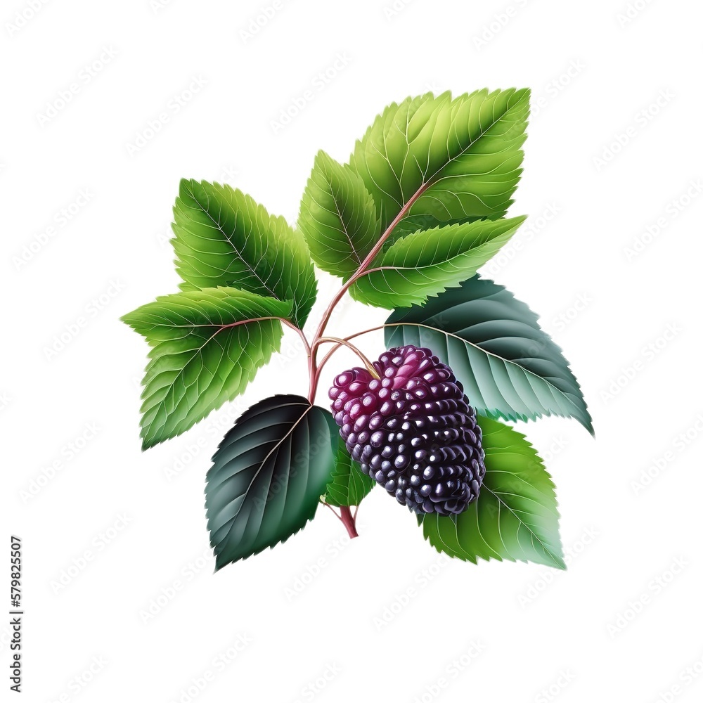 Tasty mulberry isolated on white background, AI generative Tasty mulberry isolated on white background, AI generative