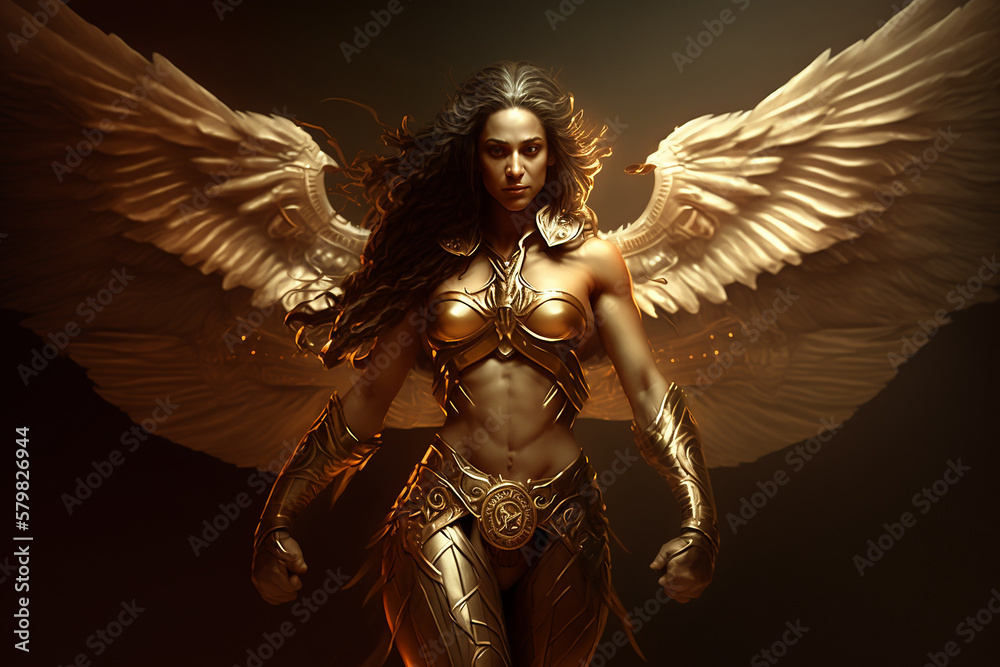 bela deusa mulher sexy com asas de anjo guerreira dourada , simbolo de sensualidade e properidade bela deusa mulher sexy com asas de anjo guerreira dourada , simbolo de sensualidade e properidade