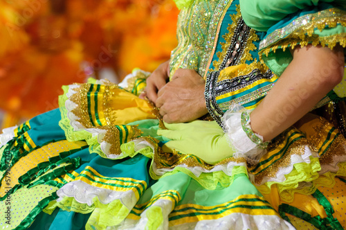 casal de dançarinos de quadrilha estilizada - quadrilha matuta - na festa junina no brasil photo