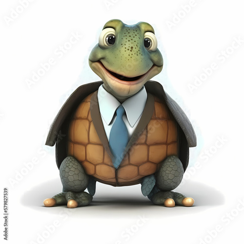 Turtle Dressed Formal Suit. Generative AI