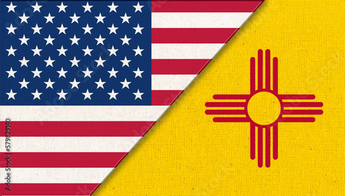 Flags of USA and New Mexico. collaboration of USA and New Mexico. Double flag photo