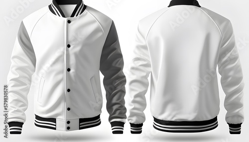 A white and black jacket with a black collar created with Generative AI technology photo