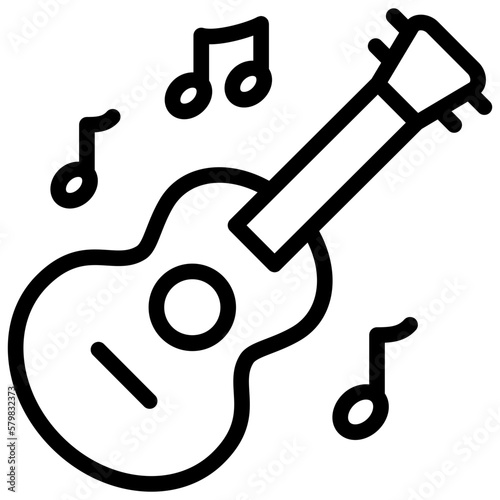 guitar ilustration design with outline