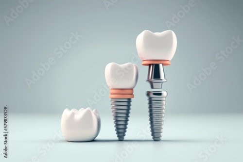 Tooth replacement with dental implants is a common procedure performed by a dental implant dentist, GENERATIVE AI photo