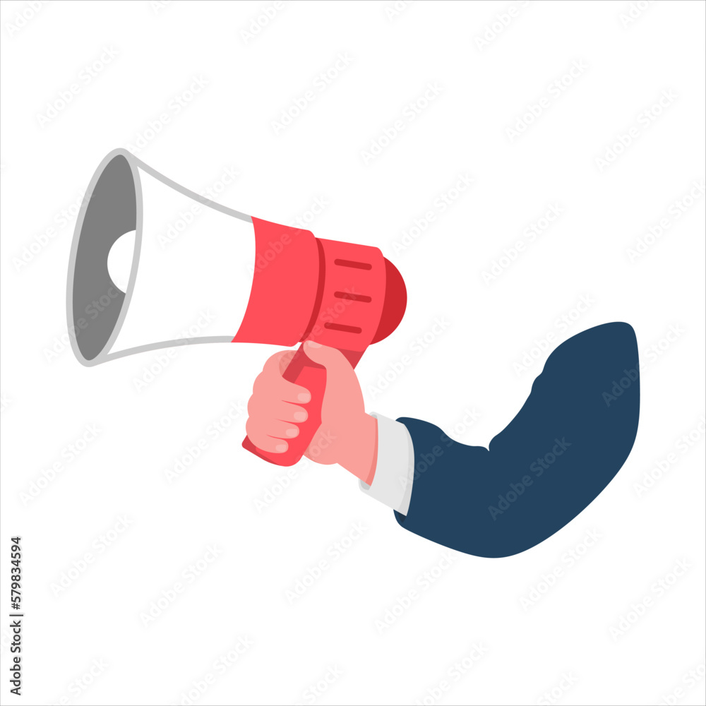 Hand with megaphone mouthpiece news vector icon