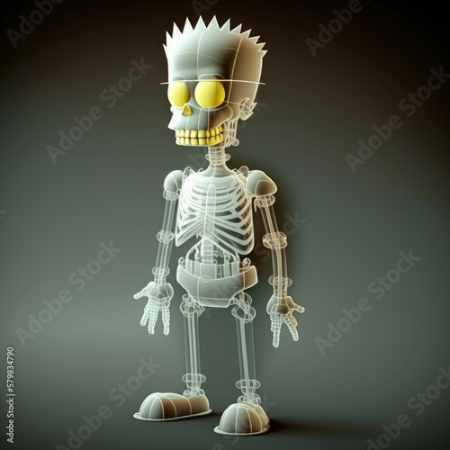 Translucent Bart Simpson: A Playful Take on the Visible Skeleton Concept in a Un Fototapet