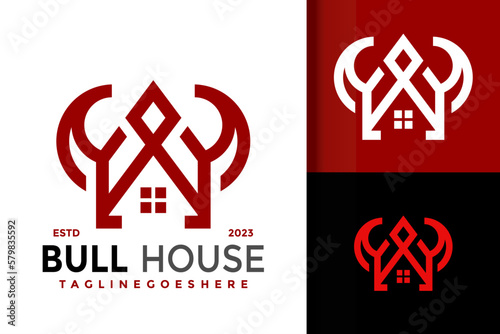 Letter A bull house logo vector icon illustration