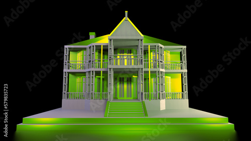 Quaid-e-Azam Residency,  Ziarat Residency Balochistan landmark of balochistan, White Green Ziarat 3d Rendering, 3d Illustration. photo