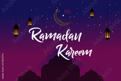 Ramadan kareem banner with a moon and stars