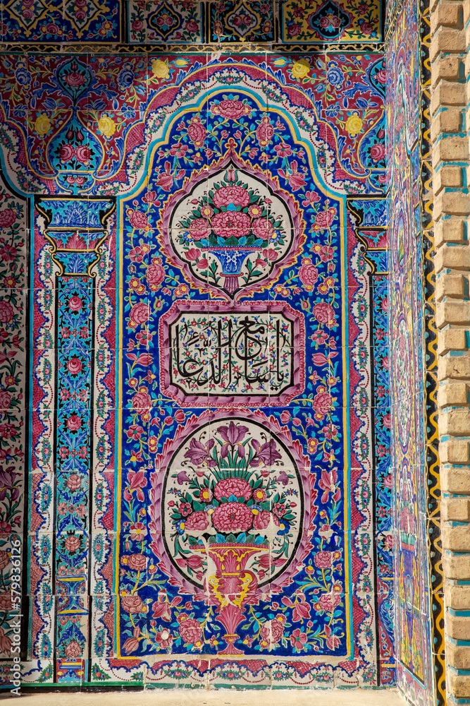 Tiles in Nasir al-Mulk Mosque, Shiraz, Iran
