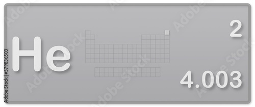 tavola periodica degli elementi, elemento Elio, illustrazione su sfondo trasparente photo
