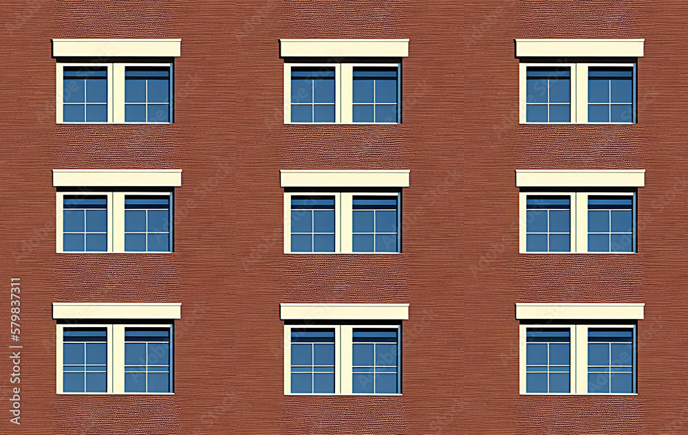 repeat modern building facade windows texture new quality universal stock image illustration, generative ai