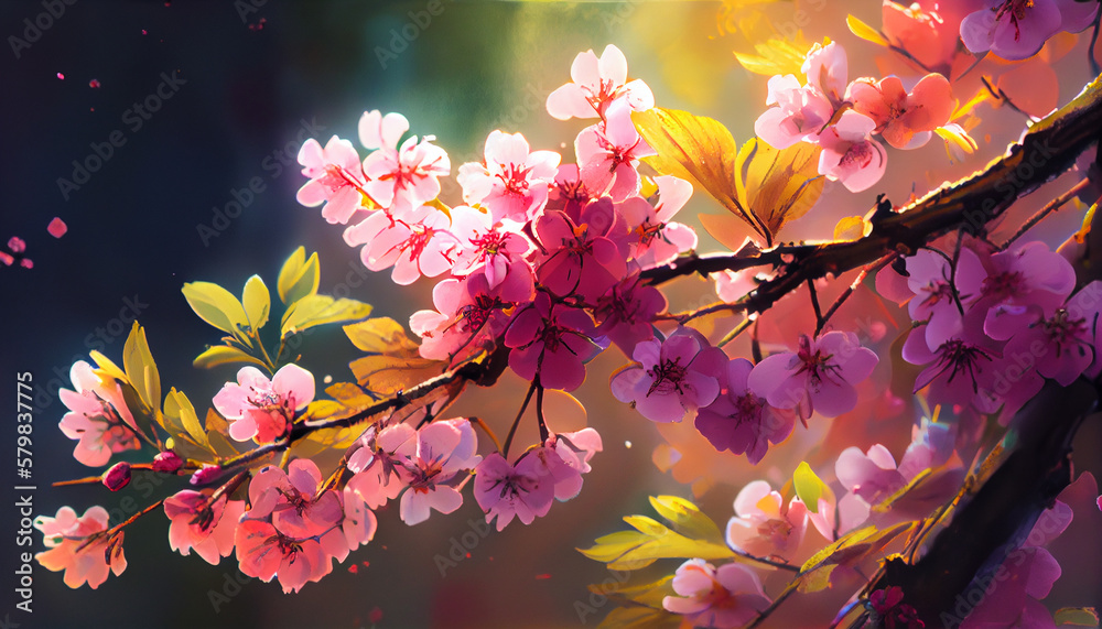 Smell of spring, cherry blossom, generative AI