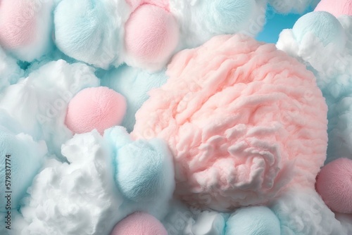 Colorful pink fluffy cotton candy background, soft color sweet candyfloss. AI Generation