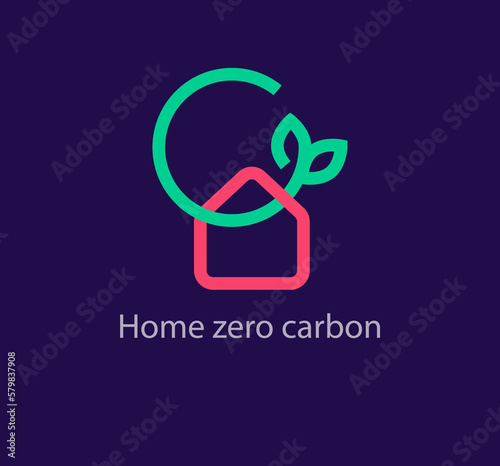 Zero carbon house logo. Unique color transitions. Clean energy and eco friendly logo template. vector