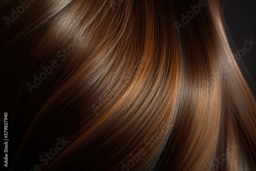 Beautiful healthy shiny hair texture with highlighted golden streaks. AI Generation