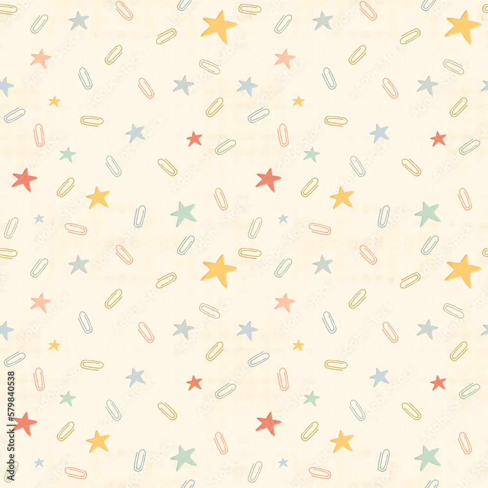Seamless Pattern of School Supplies and Teacher Supplies in a Boho Vintage Color Scheme