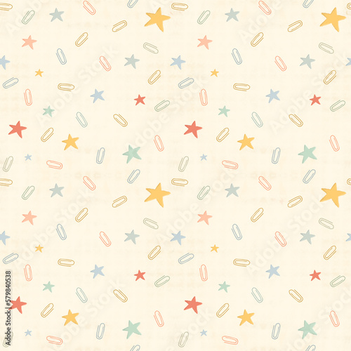 Seamless Pattern of School Supplies and Teacher Supplies in a Boho Vintage Color Scheme