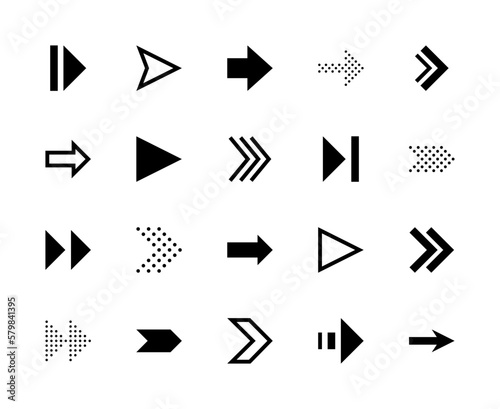 Arrows vector line icons. Isolated icon collection on white background. Black arrows symbol vector set.