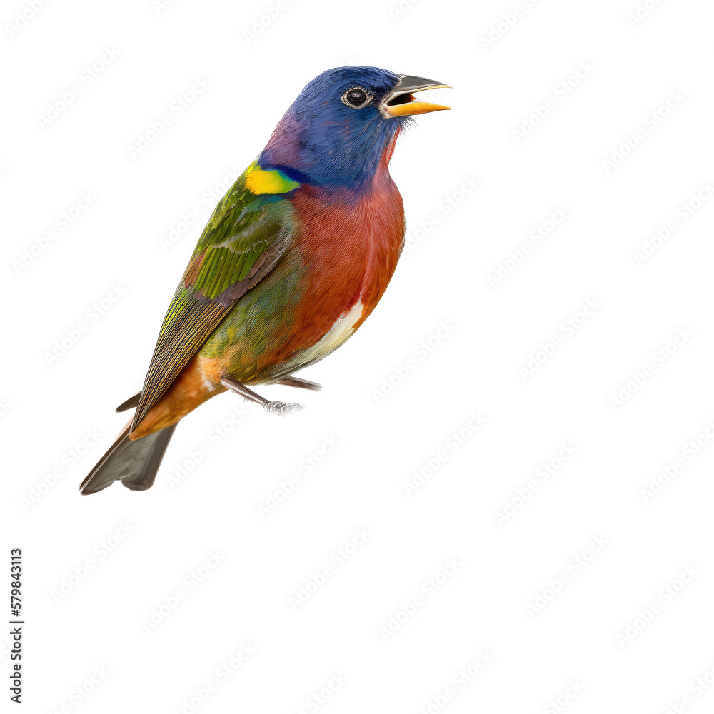 isolated bunting bird macro photo illustration, spring illustration, PNG, up close, Transparent Background, vertical, horizontal, Emberiza bird, generative ai