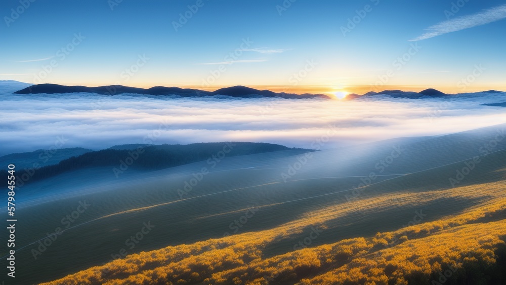 Fototapeta premium Mountains mist fog