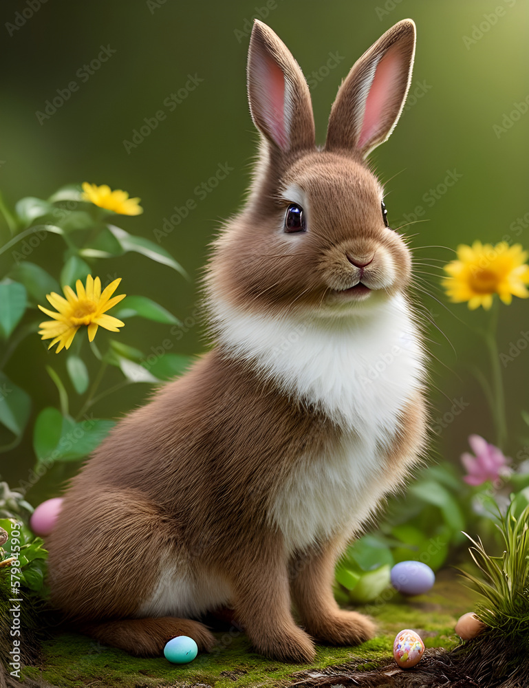 Little cute forest brown Easter Bunny cuteness Little cute forest brown Easter Bunny cuteness