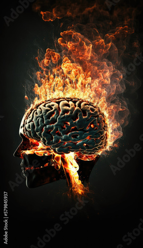 a brain on fire and pain, generative ai photo