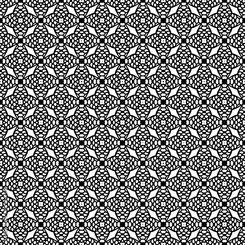 Black and white seamless pattern texture. Greyscale ornamental graphic design. Mosaic ornaments. Pattern template. Vector illustration. EPS10.