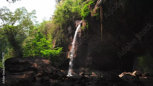 Haew Suwat Waterfall is located in Khao Yai National Park. It is a large beautiful waterfall in the forest. photo