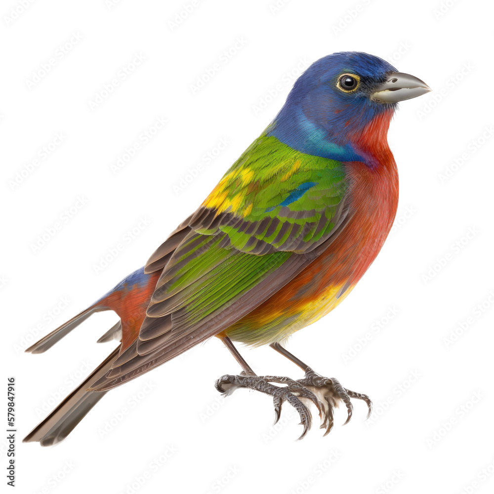 Obraz premium isolated bunting bird macro photo illustration, spring illustration, PNG, up close, Transparent Background, vertical, horizontal, Emberiza bird, generative ai