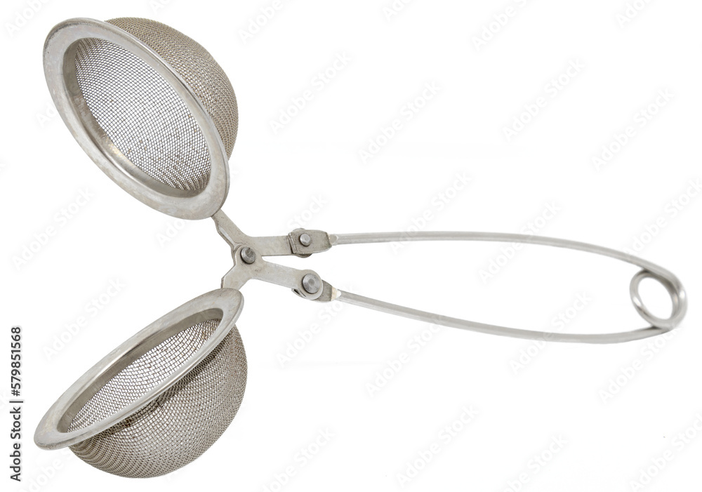 Stainless steel tea infuser on transparent background Stainless steel tea infuser on transparent background