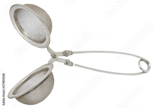 Stainless steel tea infuser on transparent background
